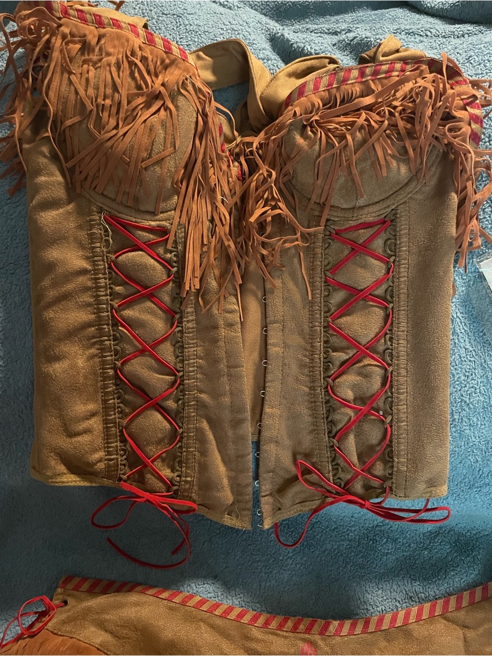 Leg Avenue Brown Faux Suede Fringe 3-Piece Costume - Picture 2 of 15